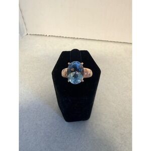 10k rose gold Blue Topaz Ring with diamonds 7.5